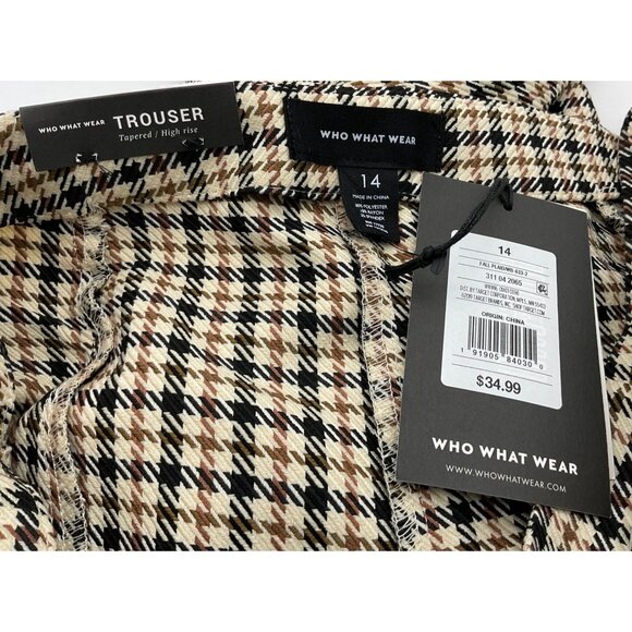 Who What Wear Plaid High Rise Straight Leg Split Front Side Zip Trousers NWT 14 - Picture 7 of 10